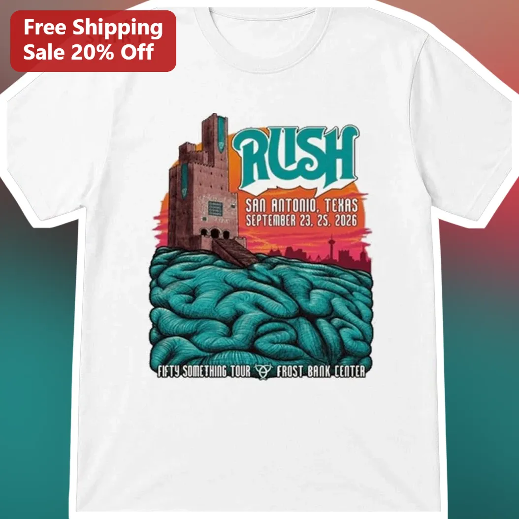Rush Fifty Something Tour Vintage Concert Poster Graphic Tee for Classic Rock Fans