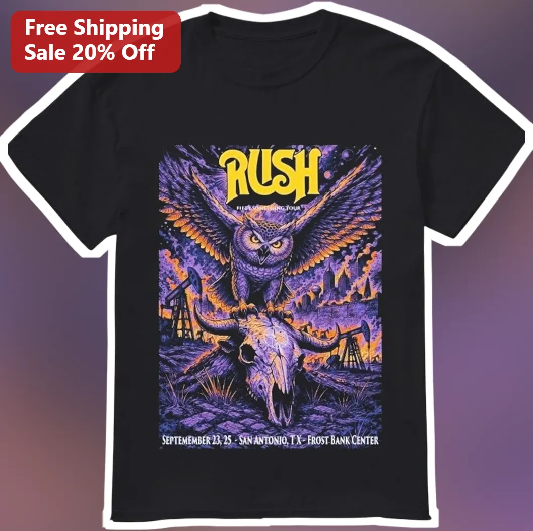 Rush Fly By Night Tour Vintage Concert Poster Graphic Tee for Classic Rock Fans