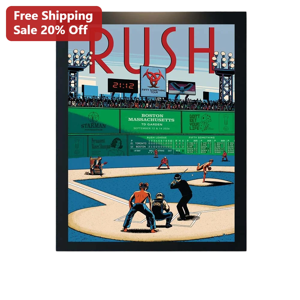 Rush Poster Vintage Baseball Stadium Art Print Classic Rock Band Wall Decor for Fans and Collectors