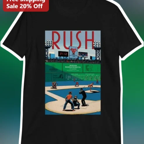 RUSH Tee Vintage Baseball Fenway Park Graphic T-Shirt for Classic Rock Fans