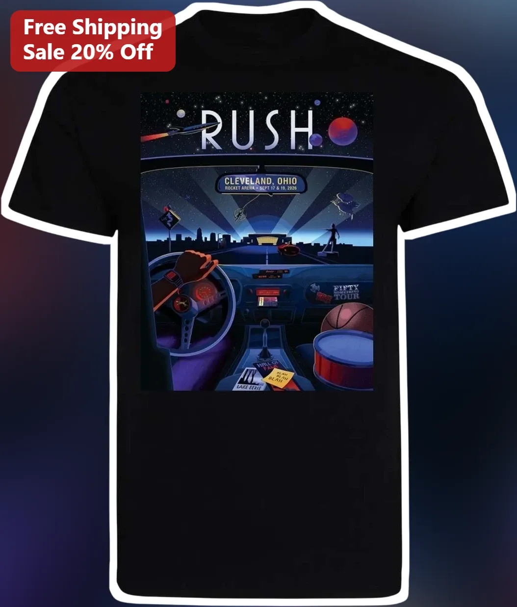 Rush Vintage Tour 2026 Retro Sci-Fi Concert Poster Graphic Tee for Men Women