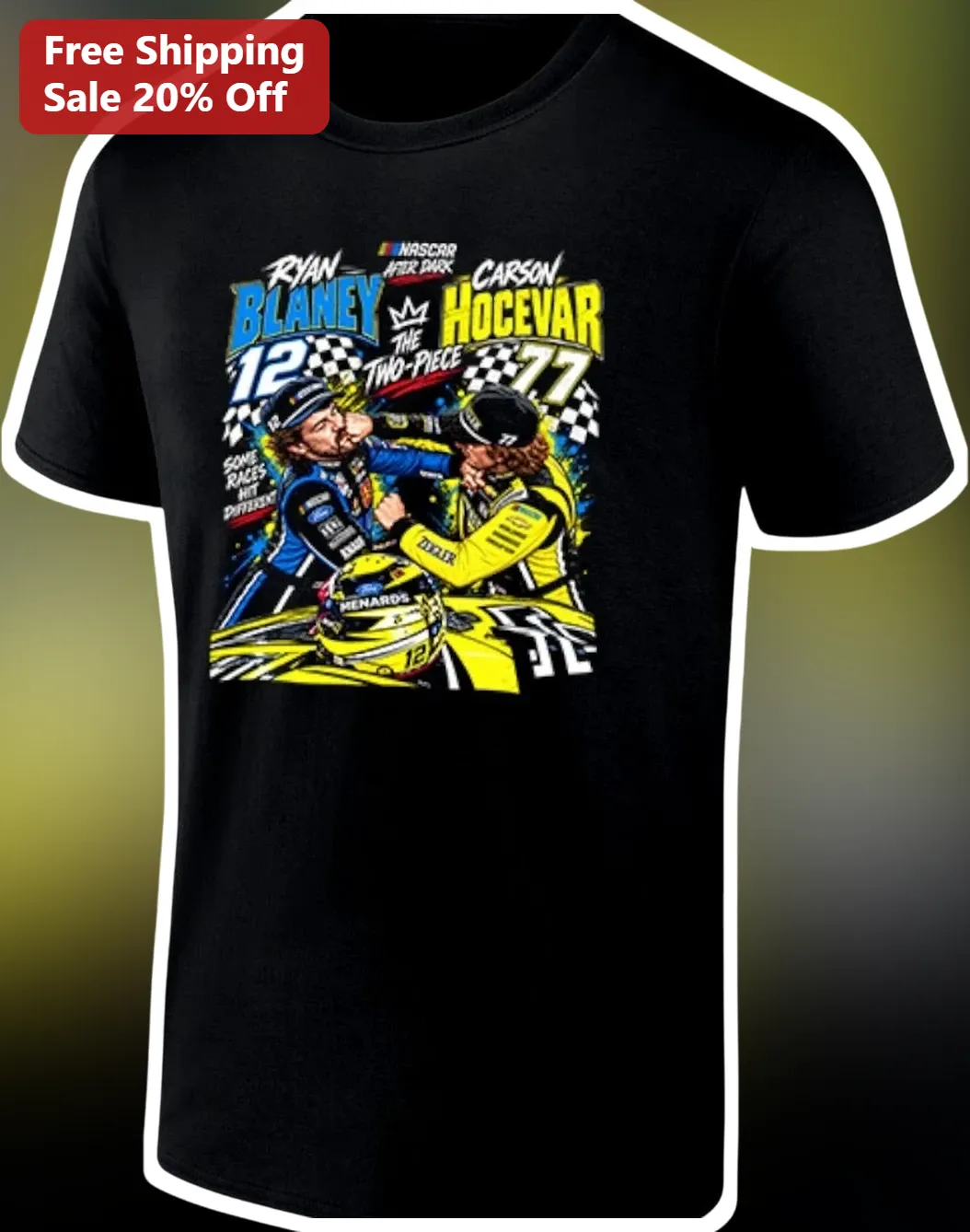 Ryan Blaney vs Carson Hocevar NASCAR Fight Graphic Tee Bristol Scuffle Fan Shirt