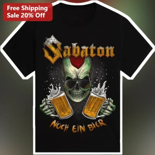 Sabaton Noch Ein Bier Tee Heavy Metal Skeleton Drinking Beer Graphic Shirt for Men Women