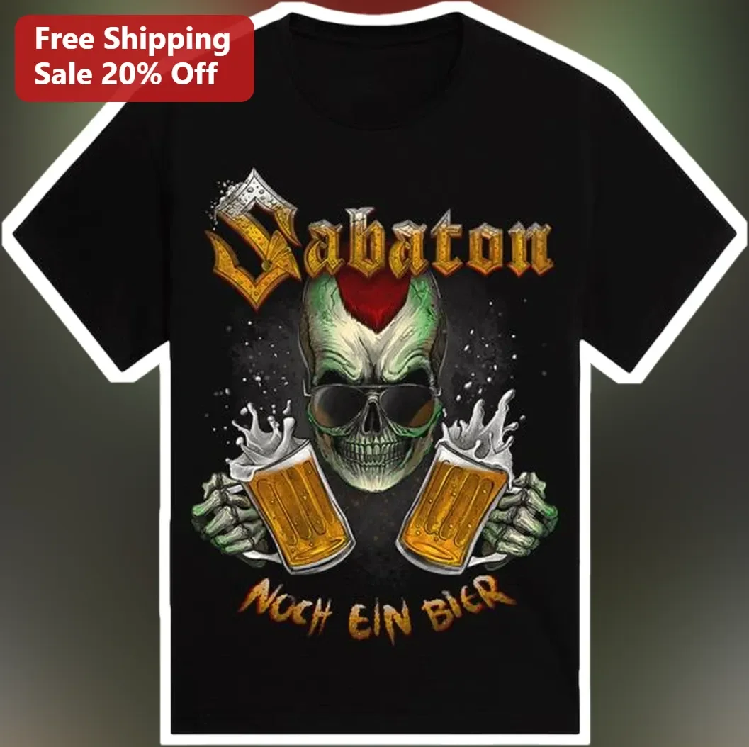 Sabaton Noch Ein Bier Tee Heavy Metal Skeleton Drinking Beer Graphic Shirt for Men Women