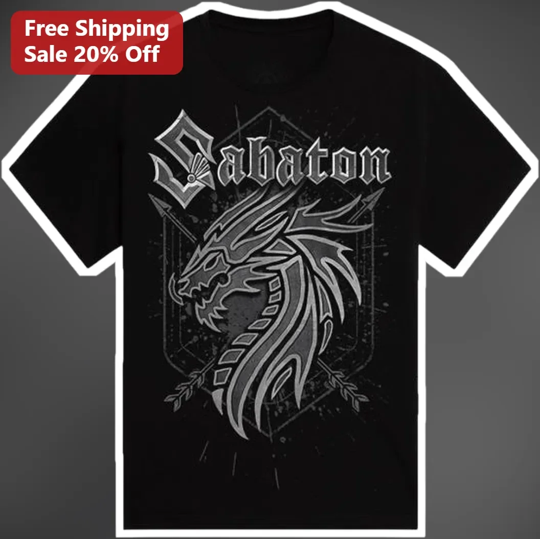 Sabaton Tee Gothic Dragon Graphic Heavy Metal Band Shirt for Men Women