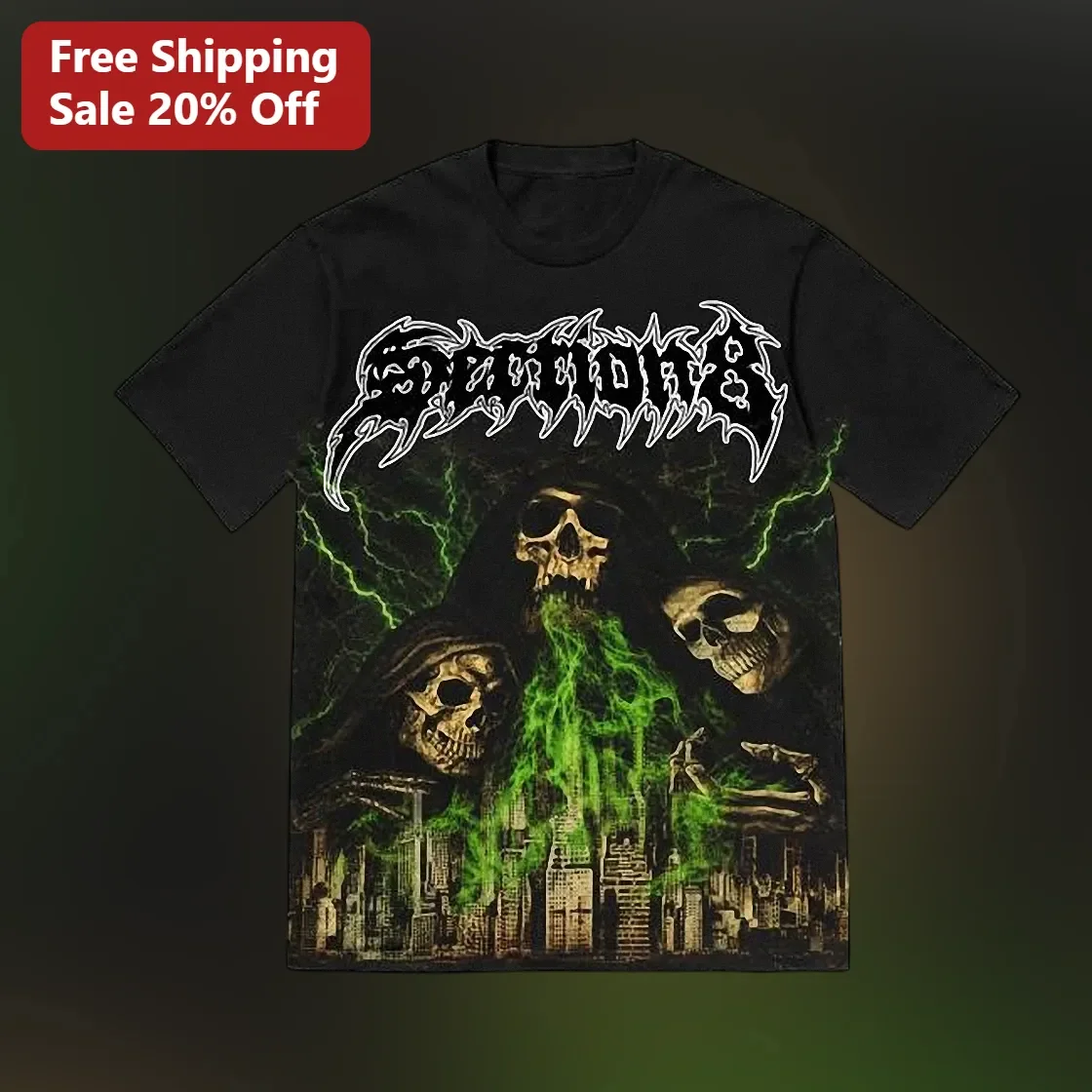 Sacrilege Tee Heavy Metal Dark Art Skeleton Graphic Shirt Black Cotton Unisex