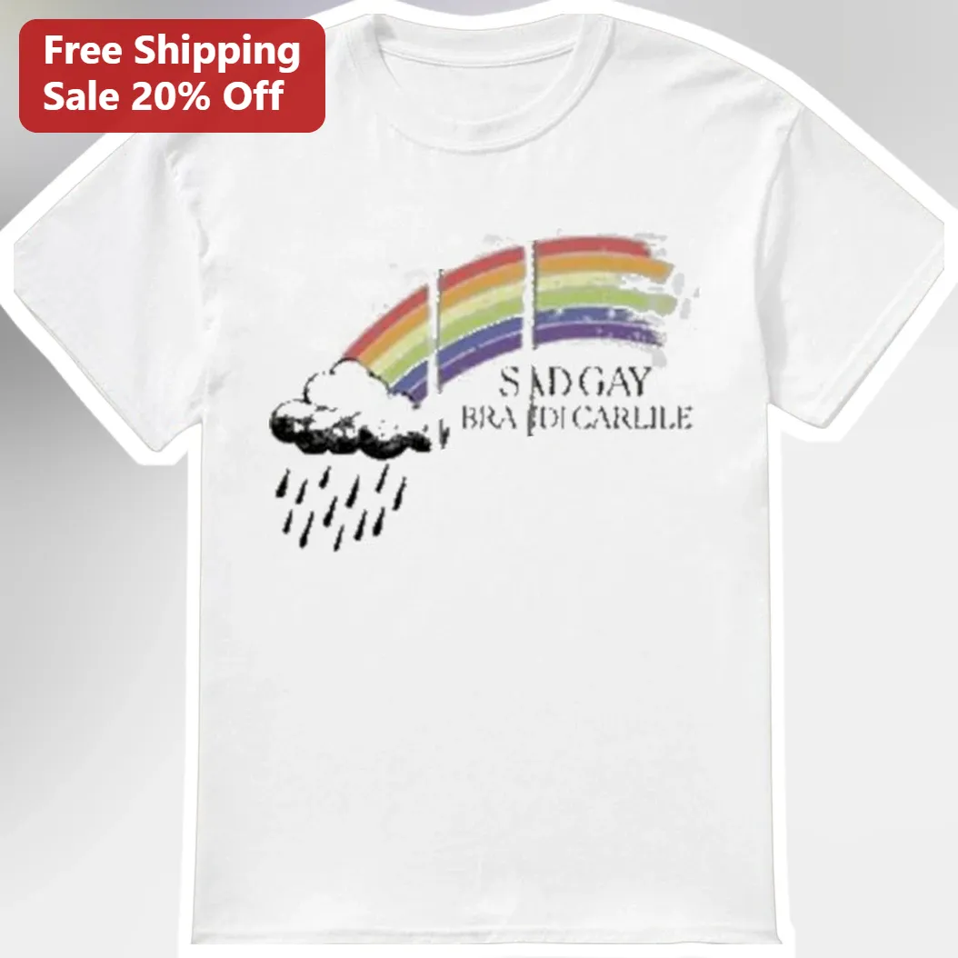 Sad Gay Brad Carlile Tee Indie Music Fan Shirt Rainbow Cloud Design