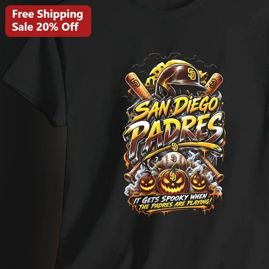 San Diego Padres Halloween Tee It Gets Spooky When The Padres Are Playing Graphic Shirt