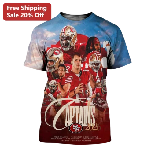San Francisco 49ers Team Captains 2026 Brock Purdy Football Tee