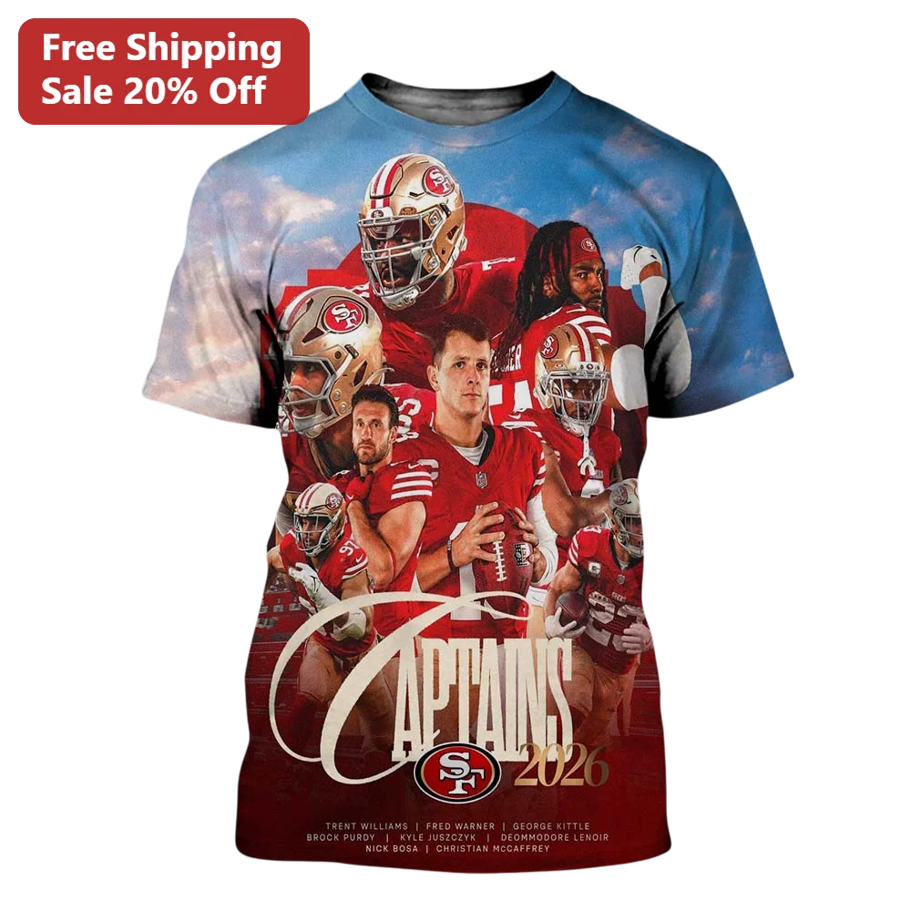 San Francisco 49ers Team Captains 2026 Brock Purdy Football Tee
