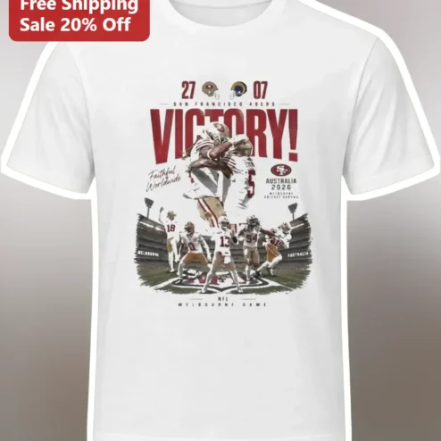 San Francisco 49ers Victory NFL Melbourne Game 2026 Faithful Worldwide Tee