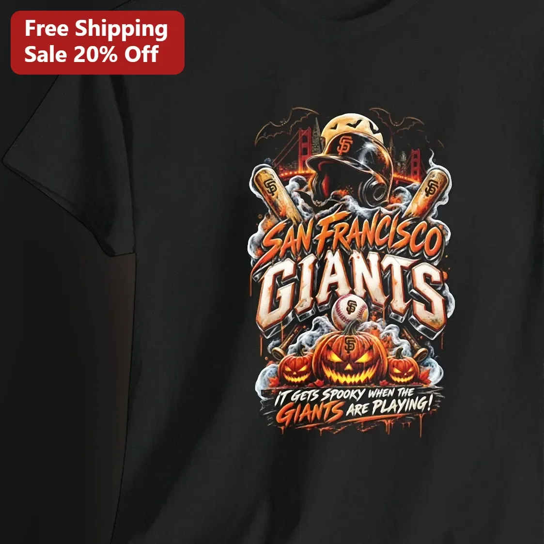 San Francisco Giants It Gets Spooky When The Giants Are Playing Halloween Graphic Tee