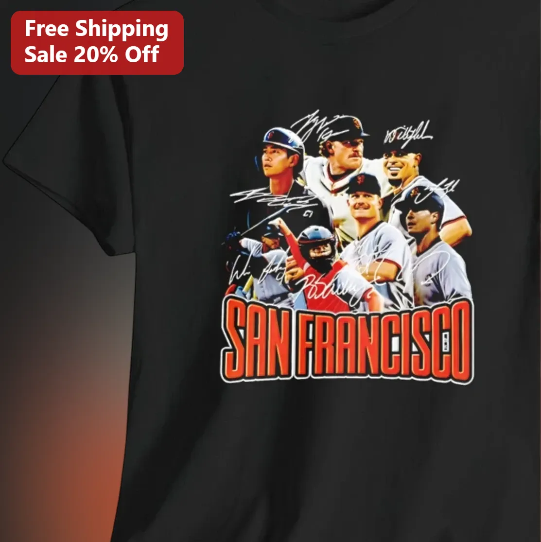 San Francisco Giants Vintage 90s Bootleg Baseball Tee, Retro Player Signature Collage Gift for MLB Fans Collectors