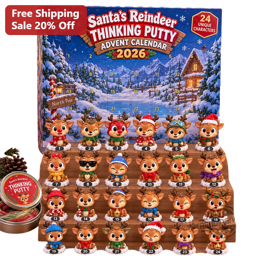 Santa's Reindeer Thinking Putty Advent Calendar 2026 Toy Set