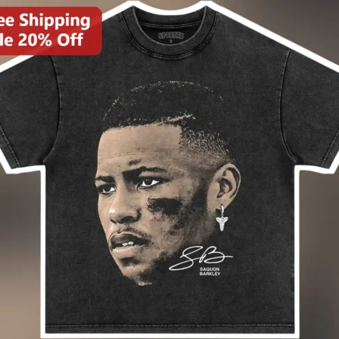 Saquon Barkley Tee Philadelphia Eagles Fan Gift Vintage Acid Wash Portrait T-Shirt