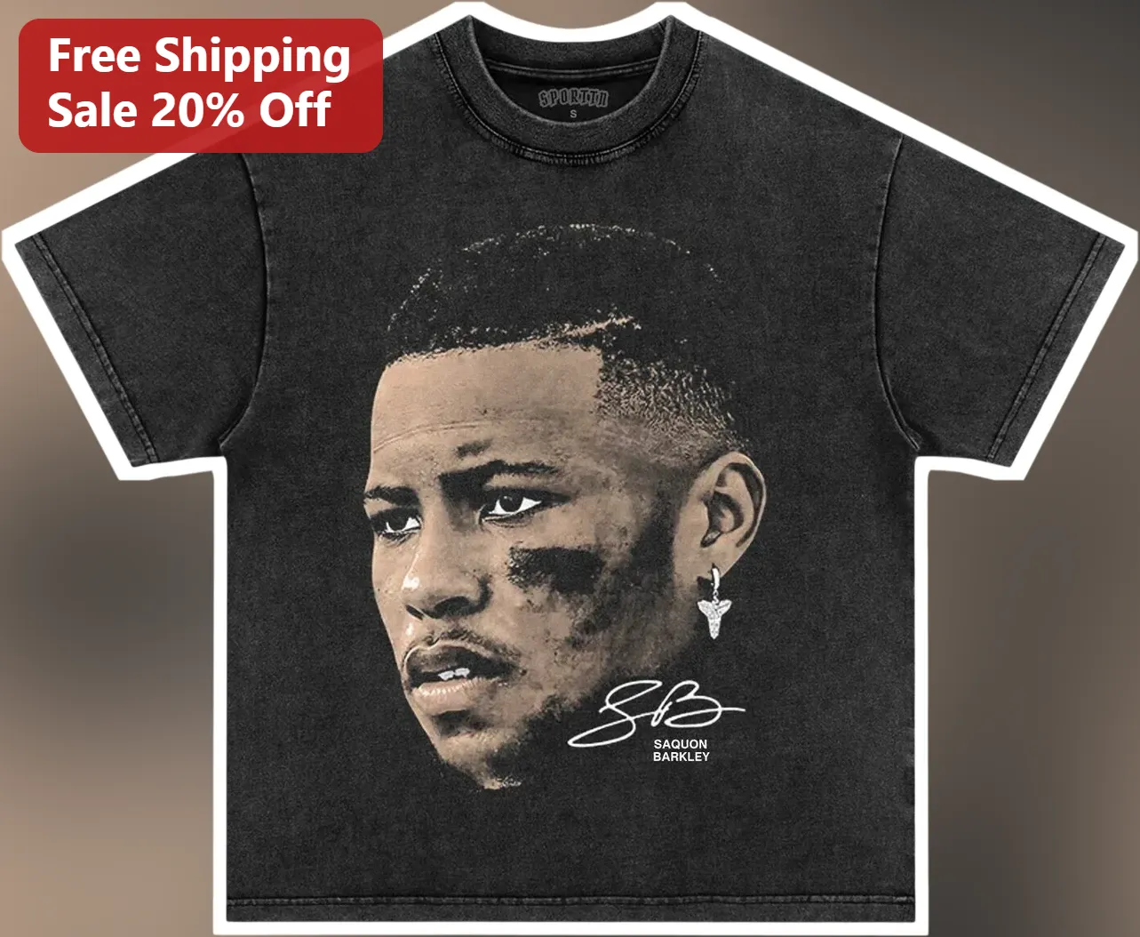 Saquon Barkley Tee Philadelphia Eagles Fan Gift Vintage Acid Wash Portrait T-Shirt