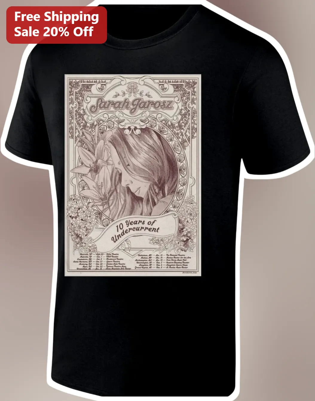 Sarah Jarosz 10 Years of Undercurrent Graphic Tee Folk Music Fan Gift