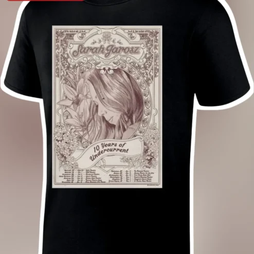 Sarah Jarosz 10 Years of Undercurrent Vintage Art Nouveau Folk Music Tour Tee