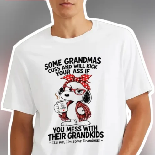 Sassy Grandma Cuss And Kick Ass Graphic Tee Funny Protective Grandmother Gift Shirt