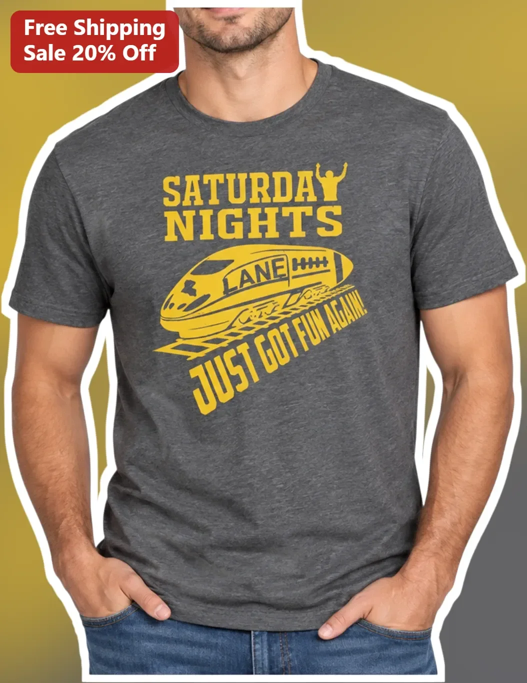 Saturday Nights Just Got Fun Again Bowling Graphic Tee for Men