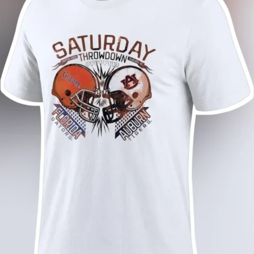 Saturday Throwdown Tee Vintage College Football Rivalry Graphic Shirt for Men Game Day Gift
