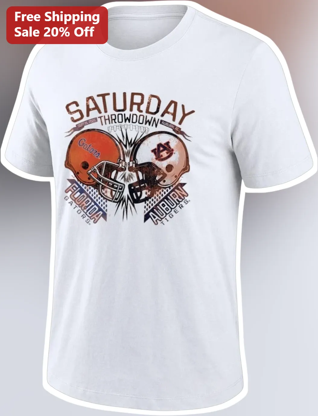 Saturday Throwdown Tee Vintage College Football Rivalry Graphic Shirt for Men Game Day Gift