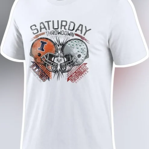 Saturday Throwdown Vintage College Football Rivalry Tee Illinois vs Ohio State Big Ten Game Day Shirt
