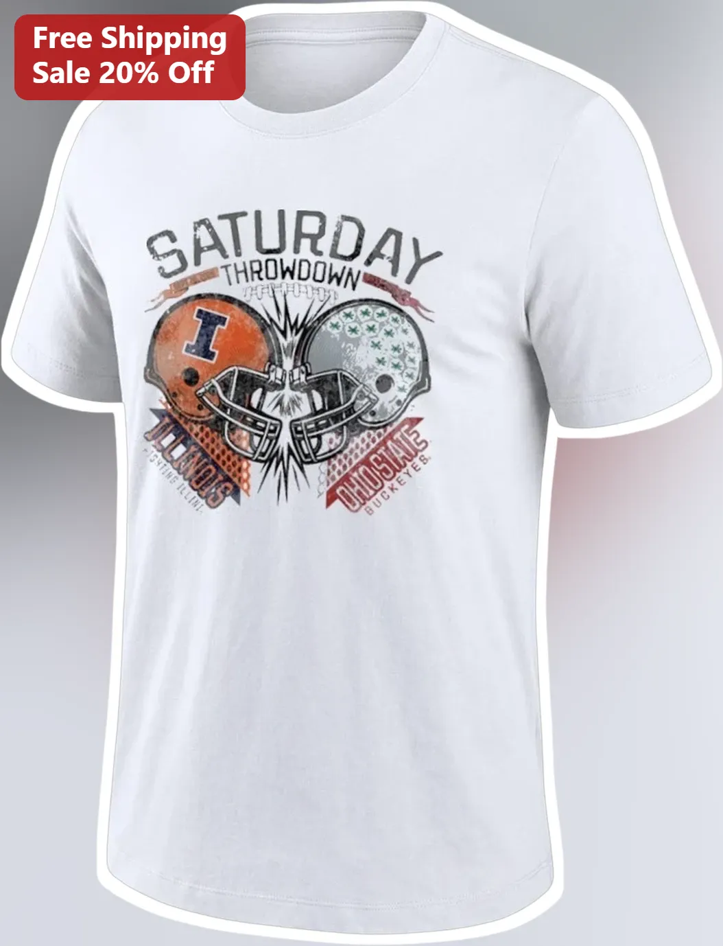 Saturday Throwdown Vintage College Football Rivalry Tee Illinois vs Ohio State Big Ten Game Day Shirt