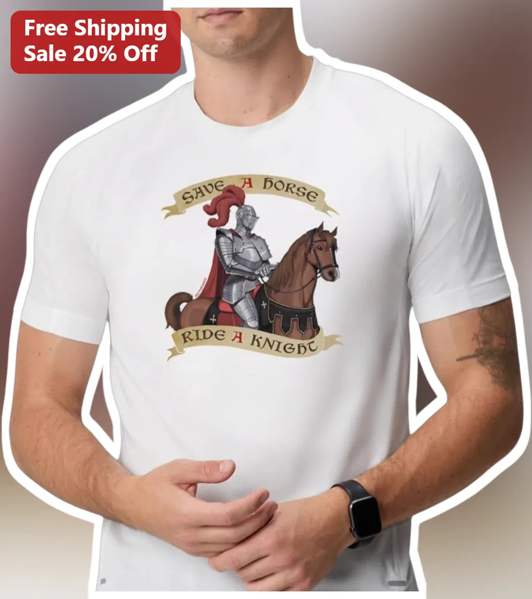 Save a Horse Ride a Knight Funny Medieval Pun Graphic Tee for Men Women