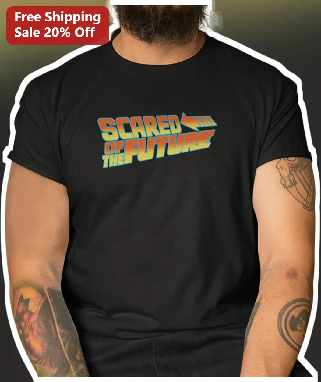 Scared Of The Future Retro Futuristic Synthwave Tee For Men