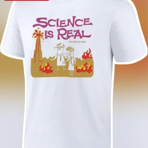 Science Is Real They Might Be Giants Tee Retro Cartoon Scientists Volcano Graphic Shirt for TMBG Fans
