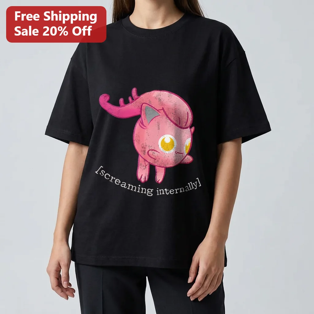 Screaming Internally Jigglypuff Tee, Funny Pokemon Meme Graphic Shirt, Sarcastic Humor Gift for Anime Fans