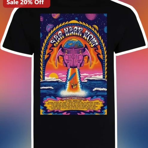 Sea Hear Now Retro Psychedelic Surf Space Submarine Graphic Tee
