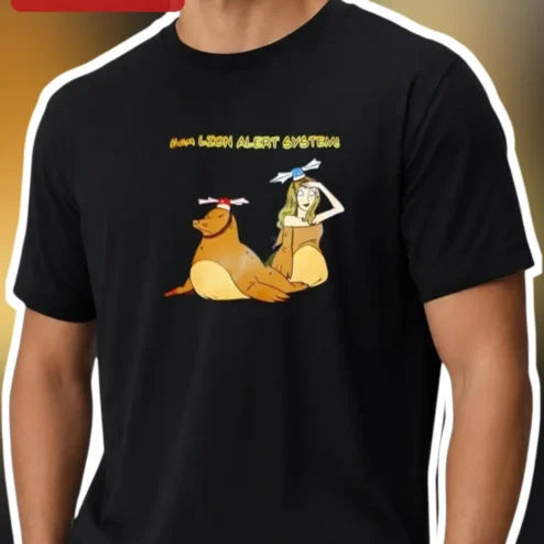 Sea Lion Alert System Tee Cartoon Marine Life Graphic Shirt for Ocean Lovers