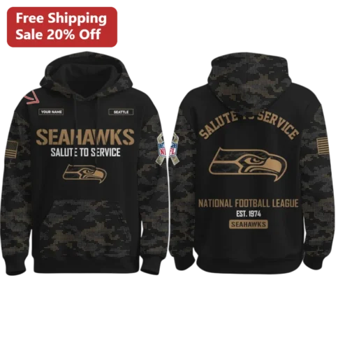 Seahawks Salute to Service Hoodie NFL Military Appreciation Camo Sweatshirt