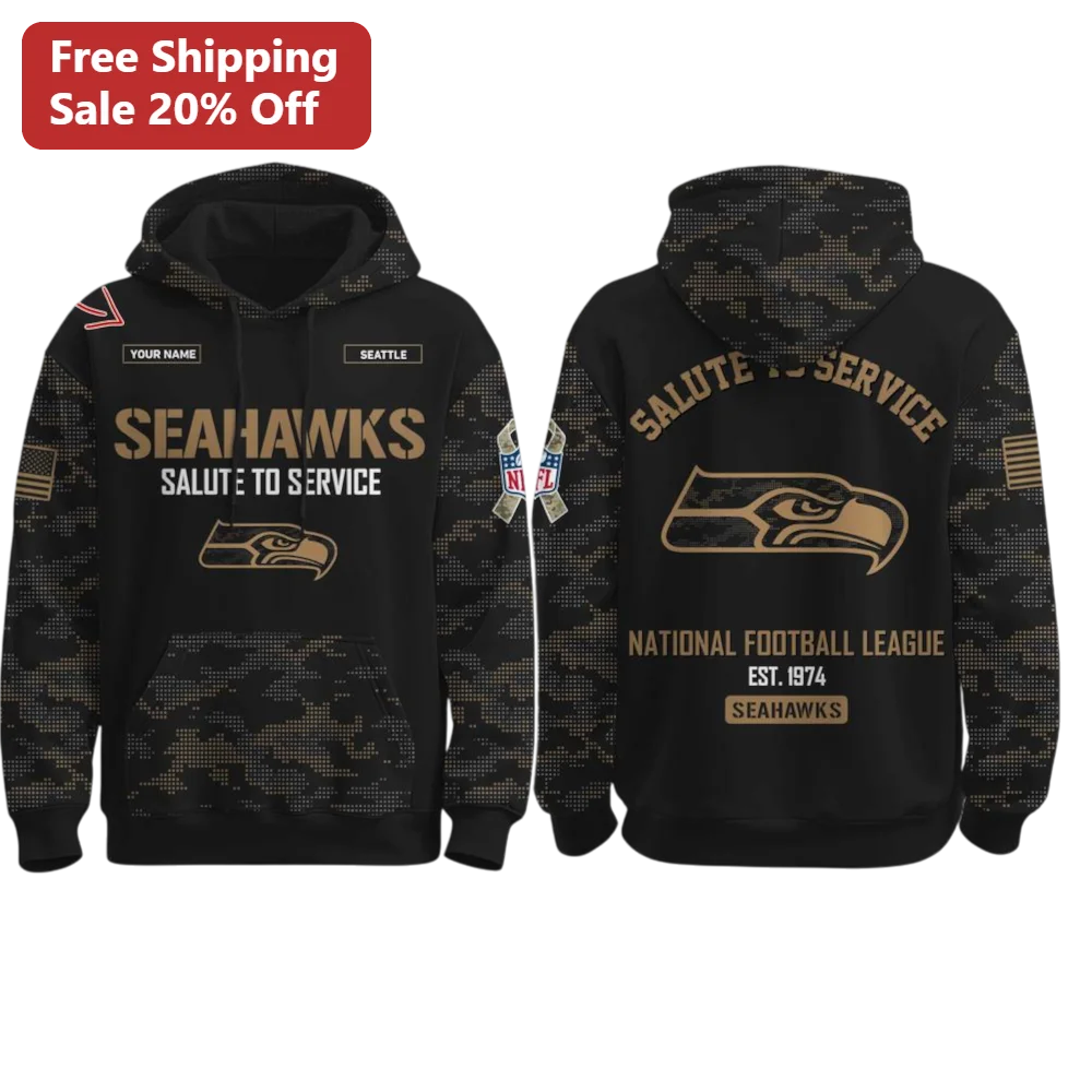 Seahawks Salute to Service Hoodie NFL Military Appreciation Camo Sweatshirt