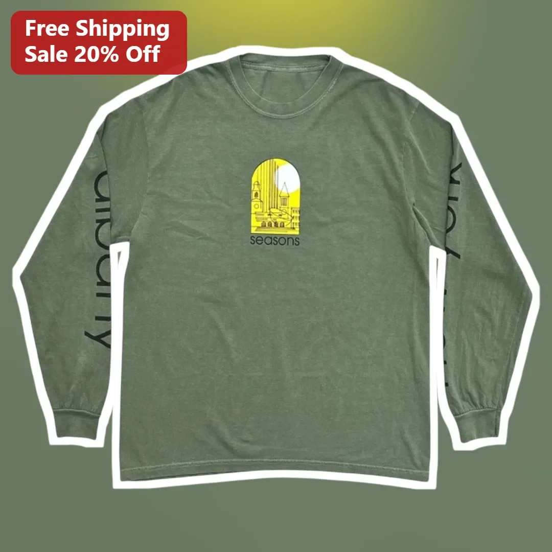 Seasons Long Sleeve Tee Retro City Skyline Graphic Shirt for Women Men