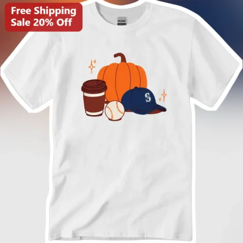 Seattle Mariners Fall Baseball Pumpkin Coffee Tee