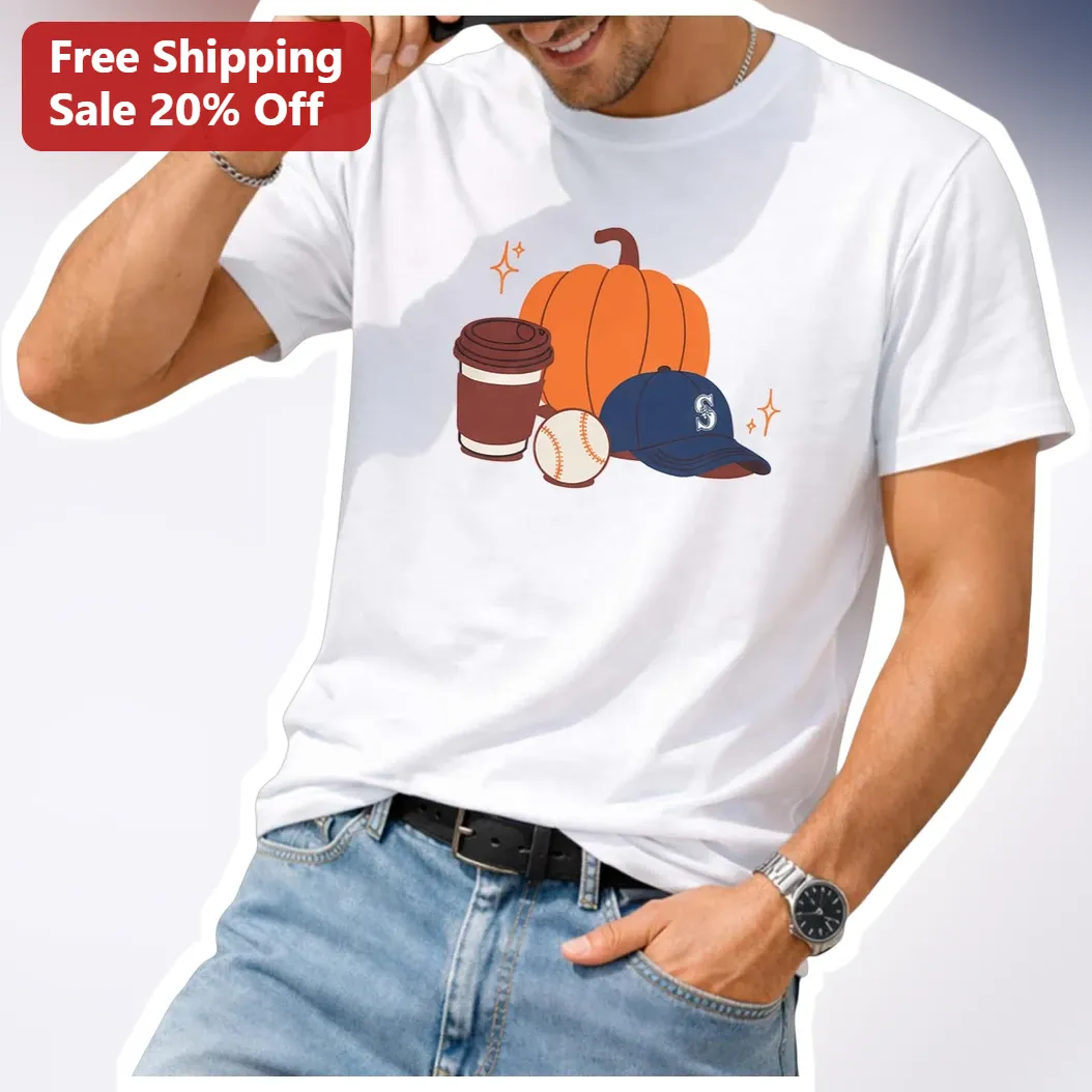 Seattle Mariners Fall Baseball Pumpkin Tee Cozy Autumn MLB Fan Gift