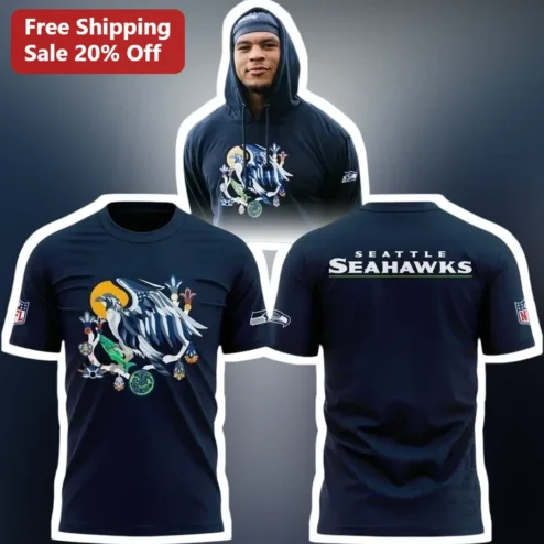 Seattle Seahawks Tee Tribal Hawk Graphic T-Shirt for Men NFL Fans Game Day Apparel