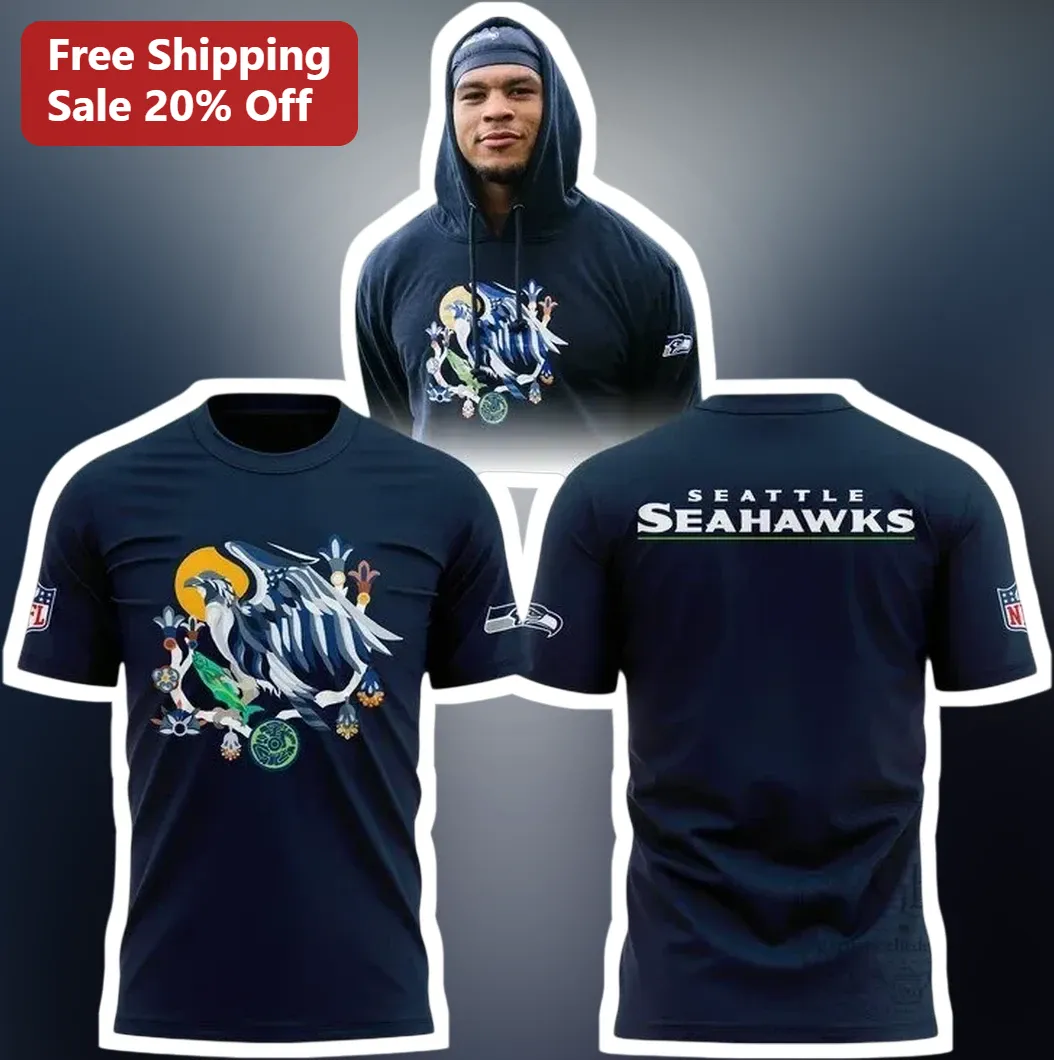 Seattle Seahawks Tee Tribal Hawk Graphic T-Shirt for Men NFL Fans Game Day Apparel