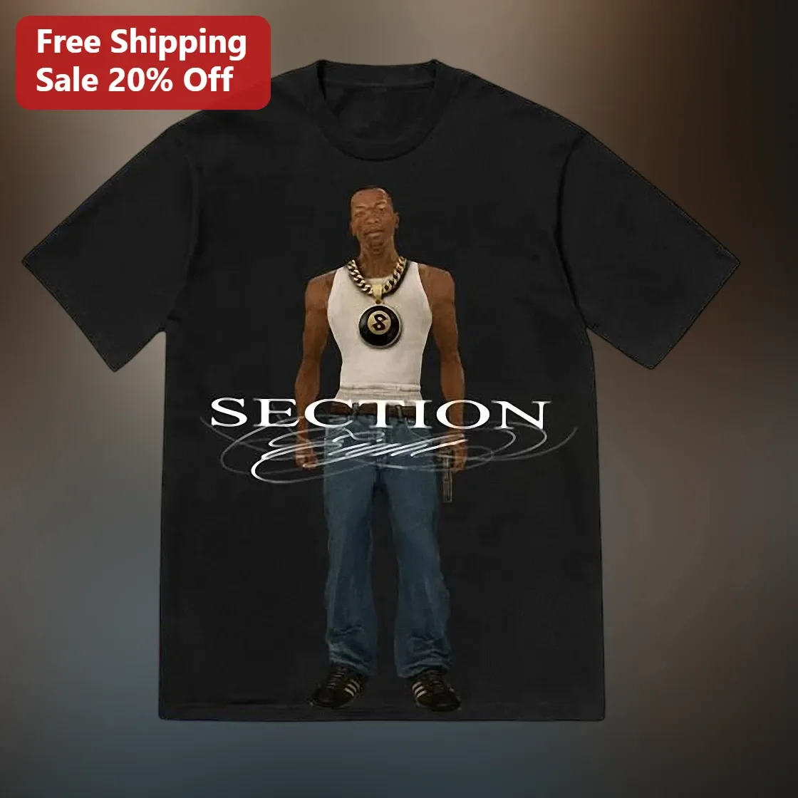 Section 8 Carl Johnson GTA San Andreas Graphic Tee for Gamers
