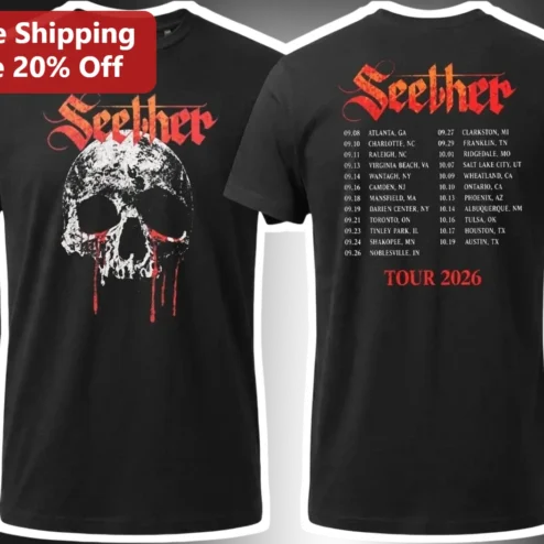 Seelher Tour 2026 Graphic Tee Heavy Metal Skull Band Merch Shirt
