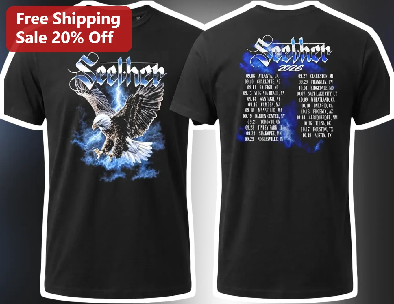 Seether Tee Eagle Graphic Rock Band Merch Concert Shirt for Men Women