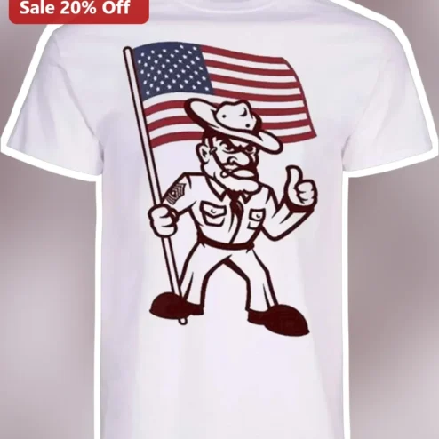 Sergeant Cowboy Flag Thumbs Up Graphic Tee Full Metal Jacket Movie Veteran Gift