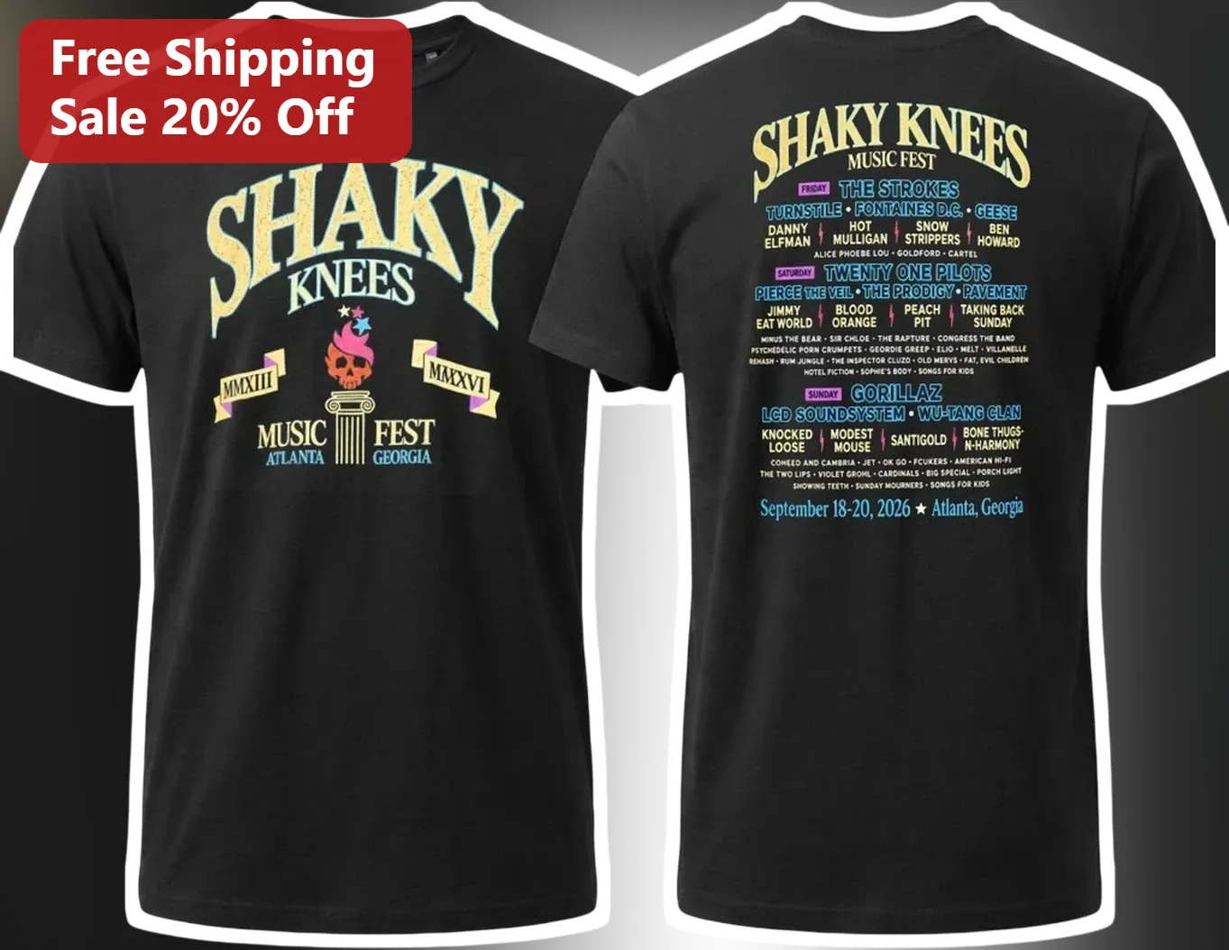 Shaky Knees Music Fest Tee Atlanta Indie Rock Festival Graphic Shirt