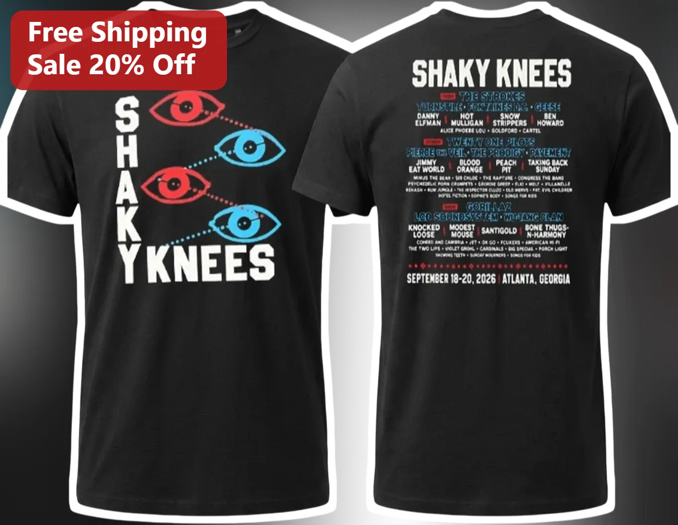 Shaky Knees Music Festival Lineup Tee Indie Rock Band Merch Gift