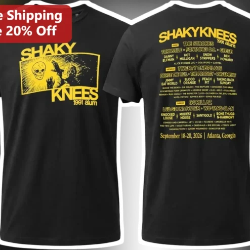 Shaky Knees Tee Skull Graphic Music Festival Merch Unisex Cotton Shirt