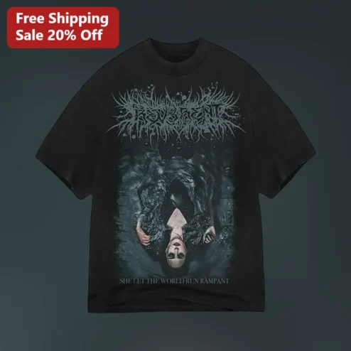 She Let The World Run Rampant Gothic Death Metal Tee Dark Aesthetic Statement Shirt