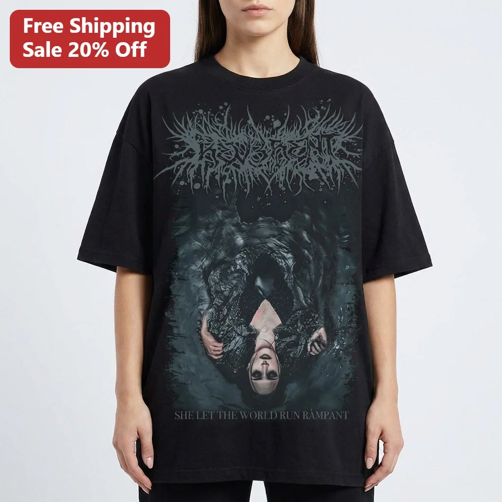 She Let The World Run Rampant Gothic Death Metal Tee Dark Aesthetic Statement Shirt